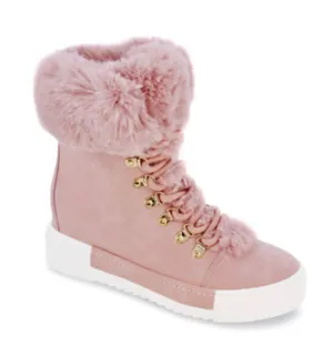 $45/Pink Faux Fur Sneaker