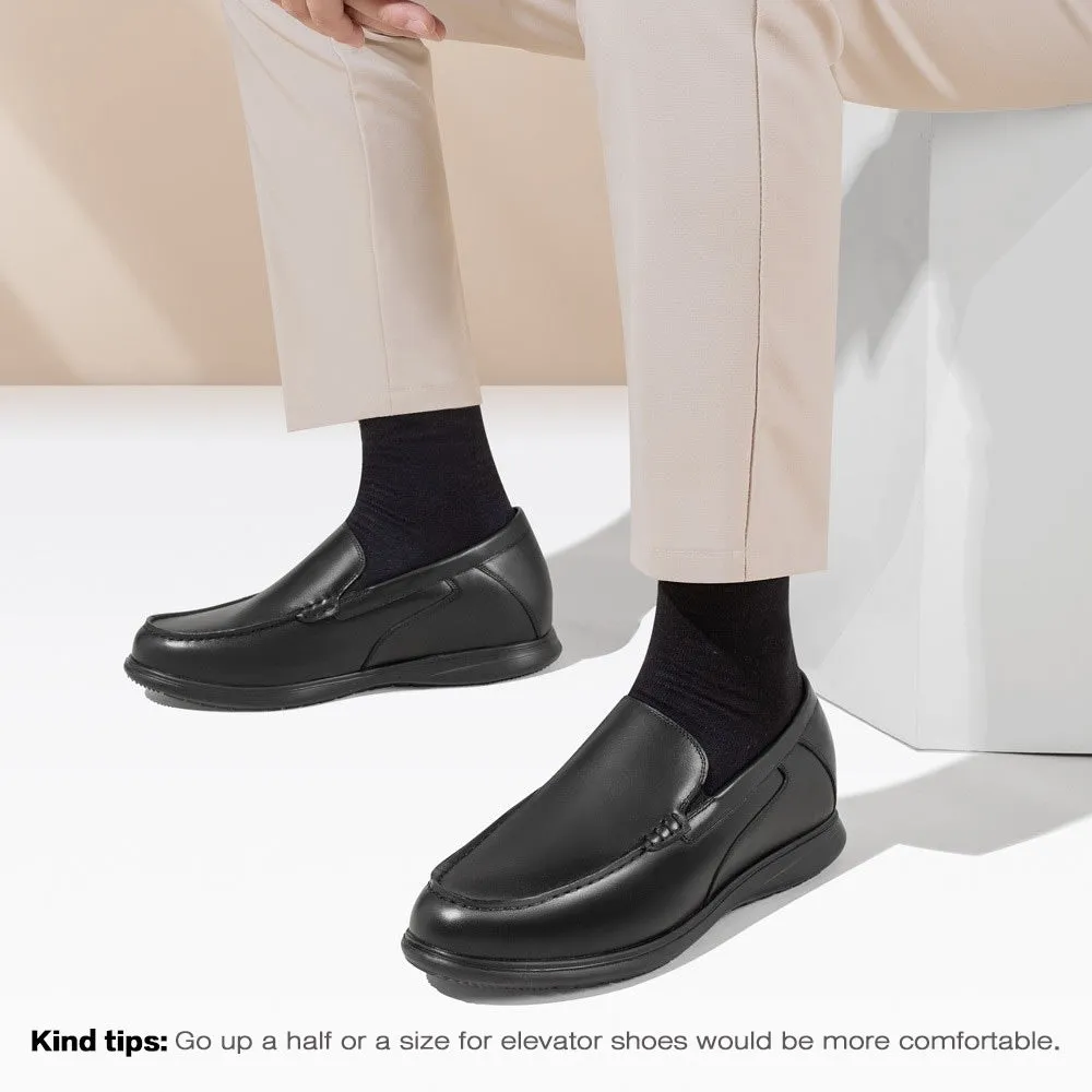 7 CM/2.76 Inches CMR CHAMARIPA Handcrafted Black Premium Calfskin Loafers – 7CM Height Boost