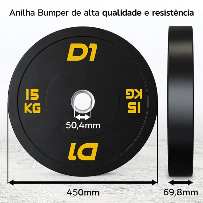 Anilha Olímpica Bumper Preta Cross Training