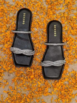 Aurum Twisted Flats Midnight Black & Silver