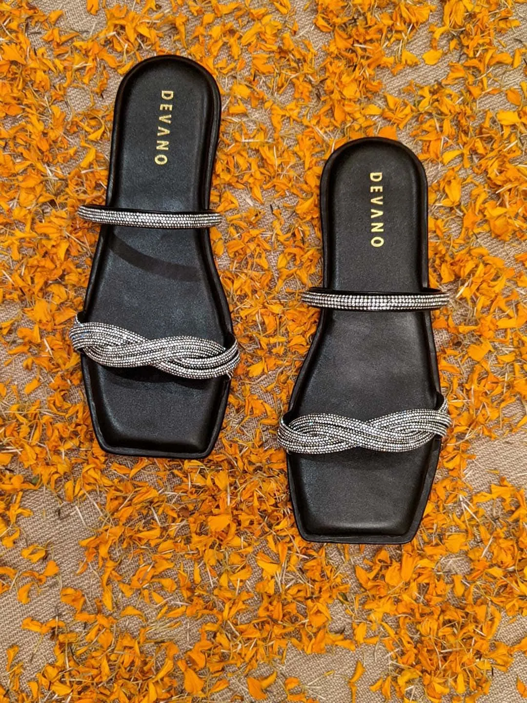 Aurum Twisted Flats Midnight Black & Silver