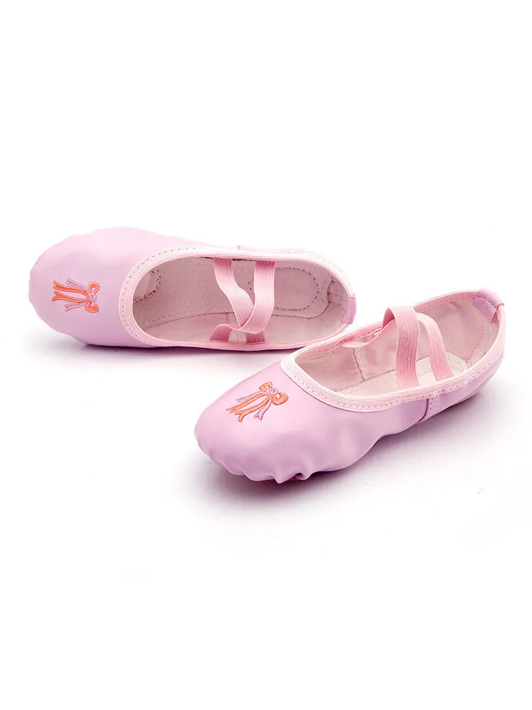 Ballet Training Shoes Soft Sole PU Fabric Embroidered Dance Shoes