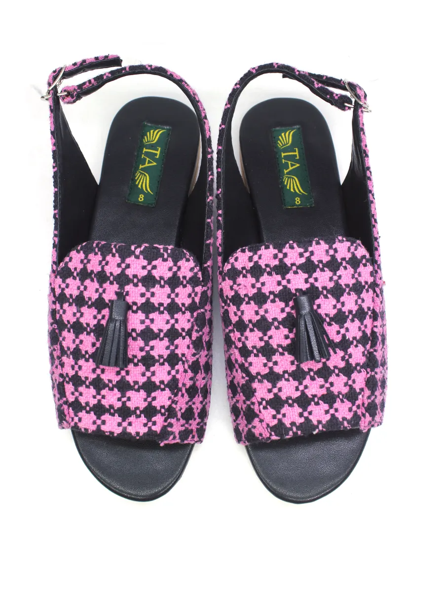 BlackPink Check Casual Flat Sandal For Women's
