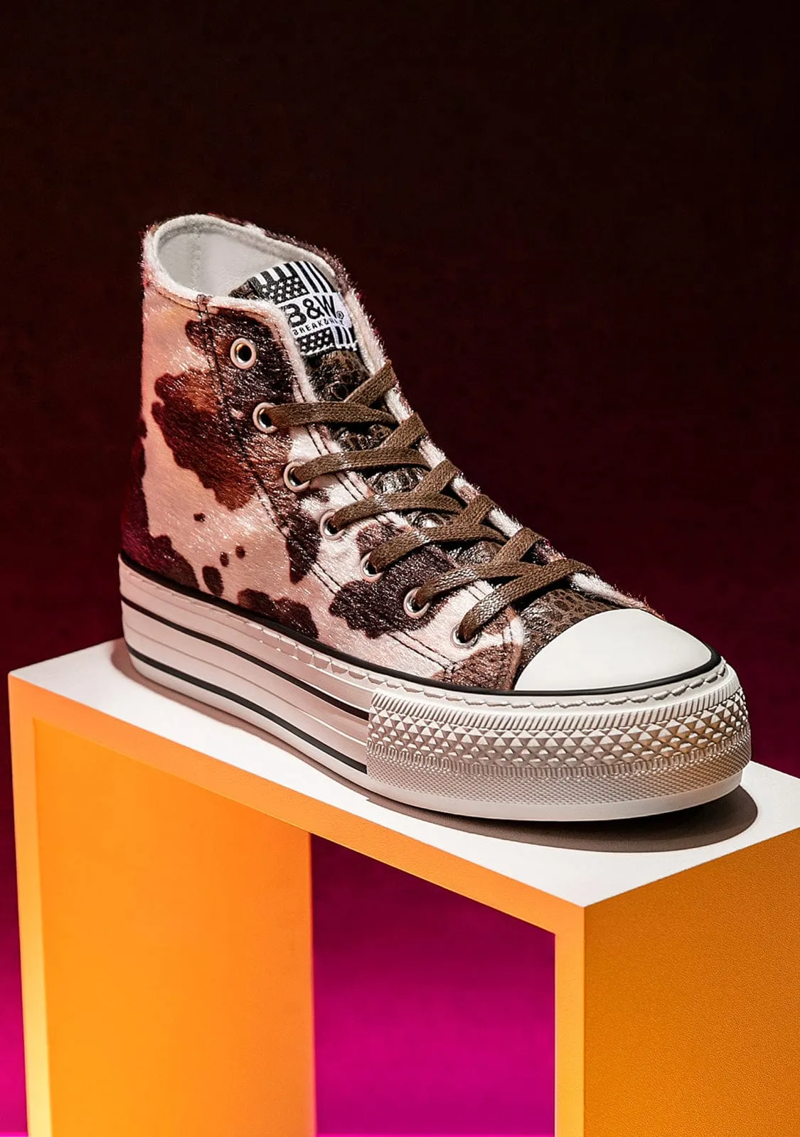 Brown Pony Platform Hi-Top Sneakers Nappa