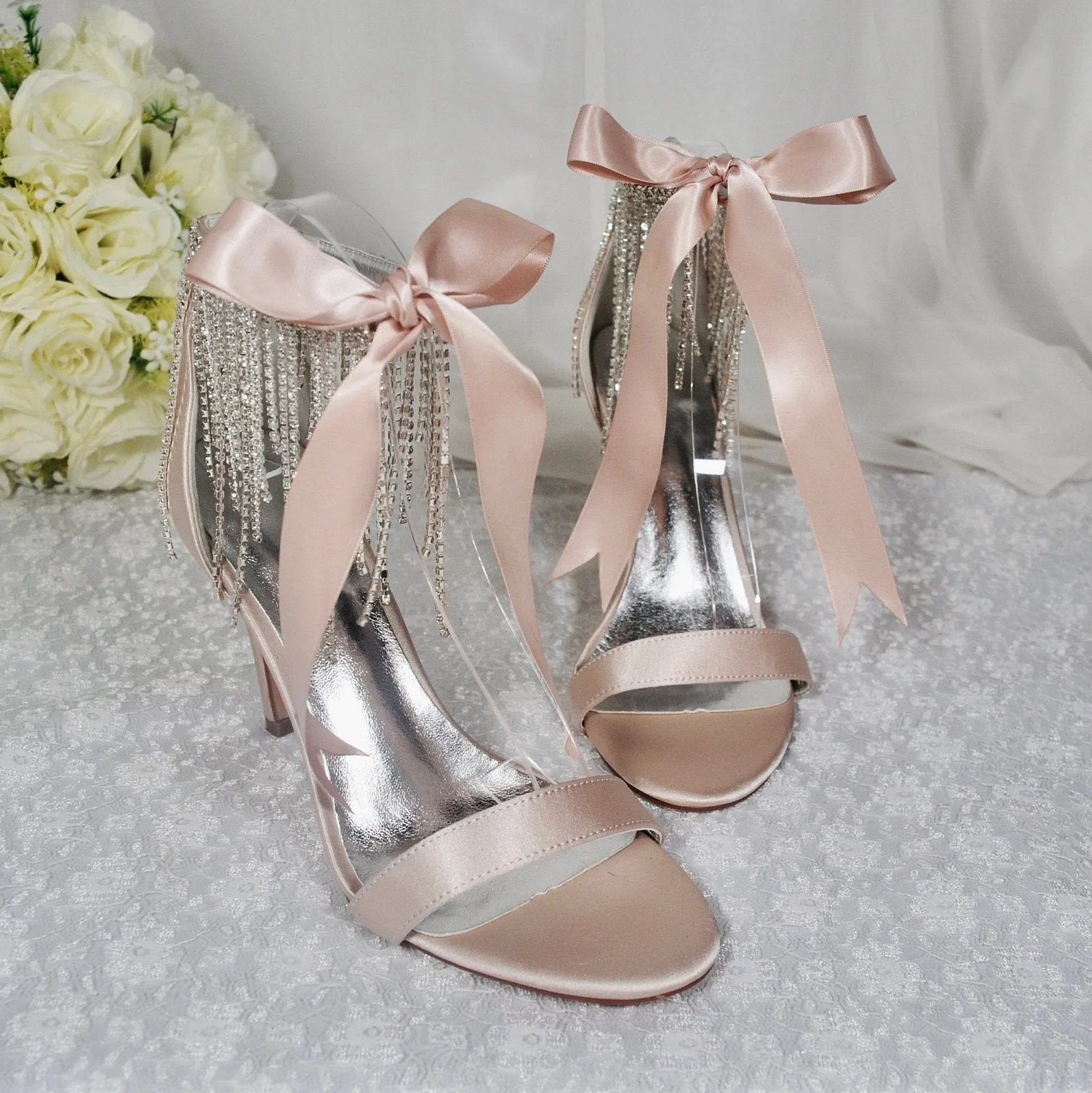 Champagne Wedding Sandals - Size UK7/US9