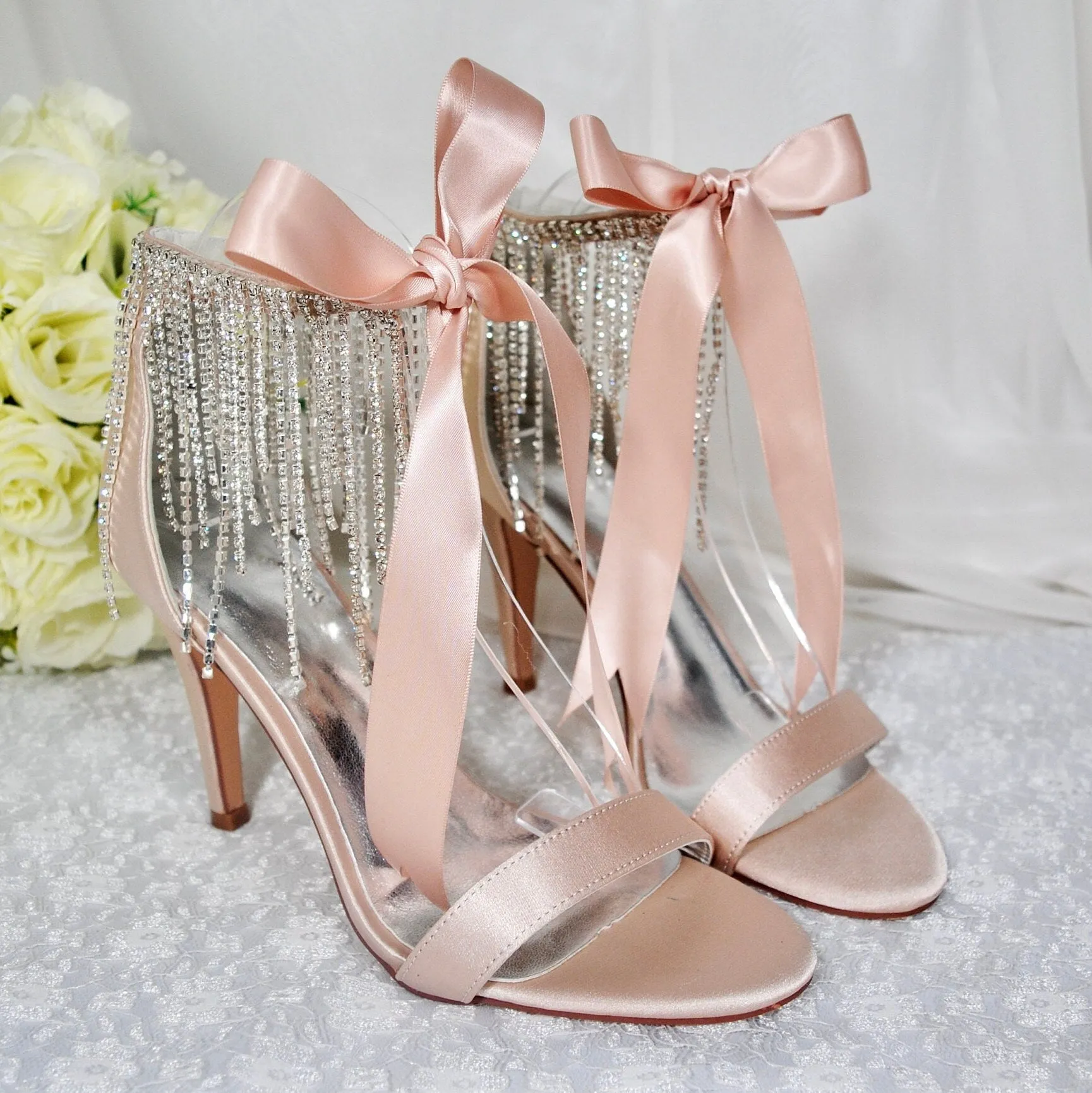 Champagne Wedding Sandals - Size UK7/US9