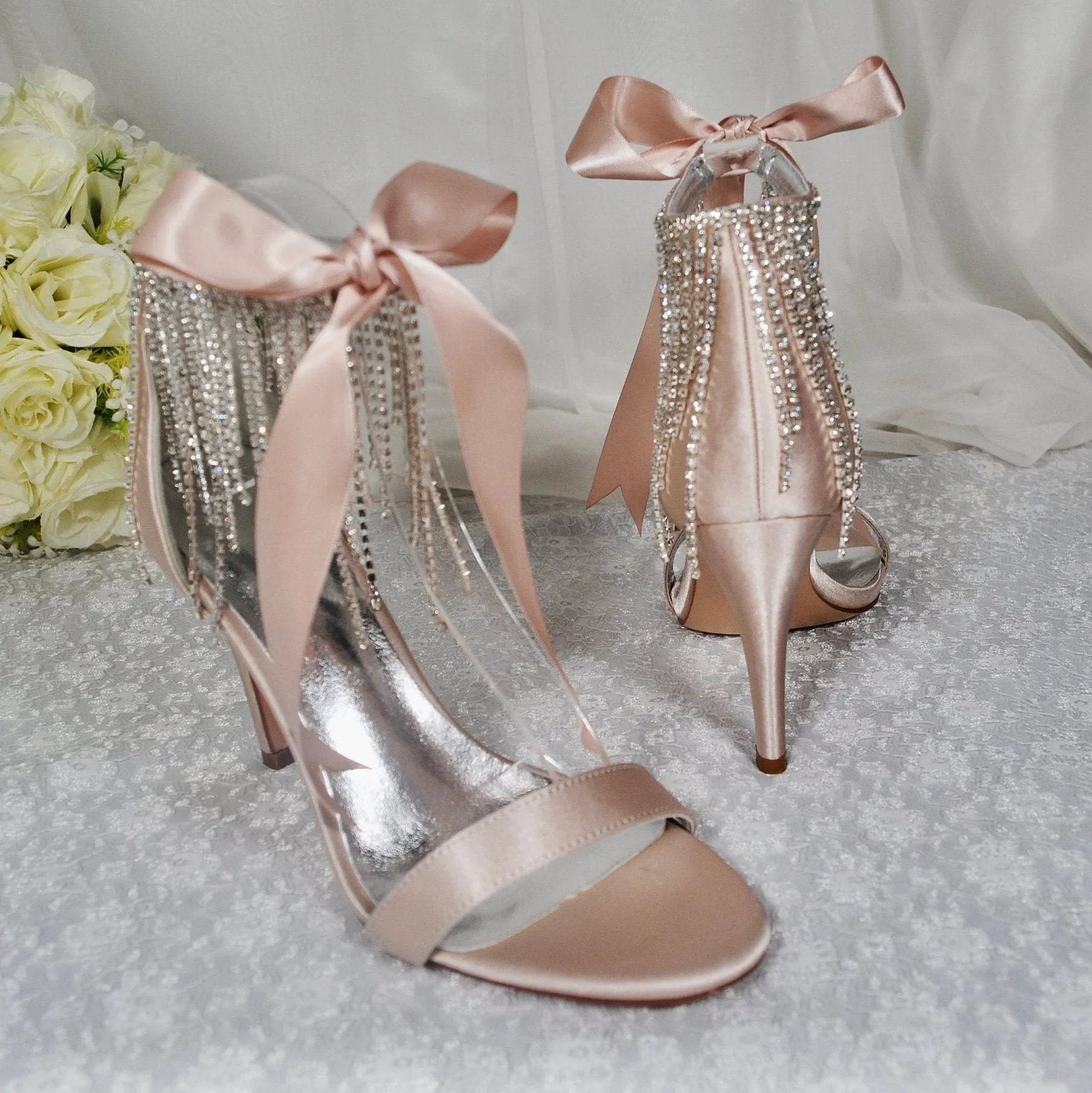Champagne Wedding Sandals - Size UK7/US9