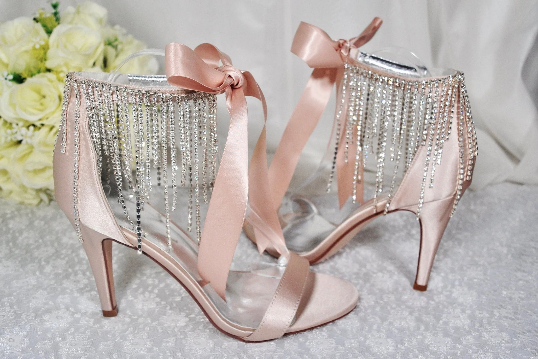 Champagne Wedding Sandals - Size UK7/US9