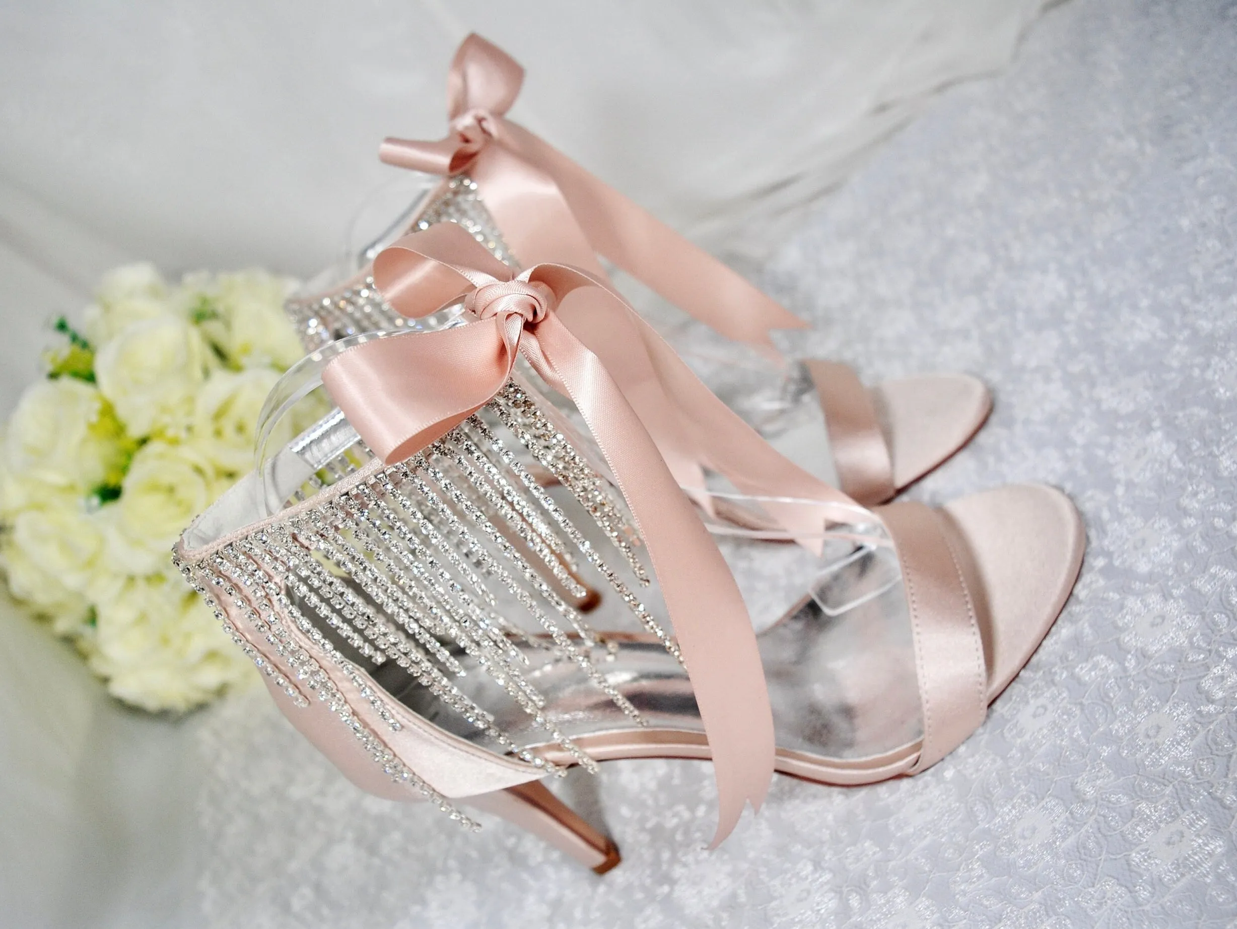 Champagne Wedding Sandals - Size UK7/US9