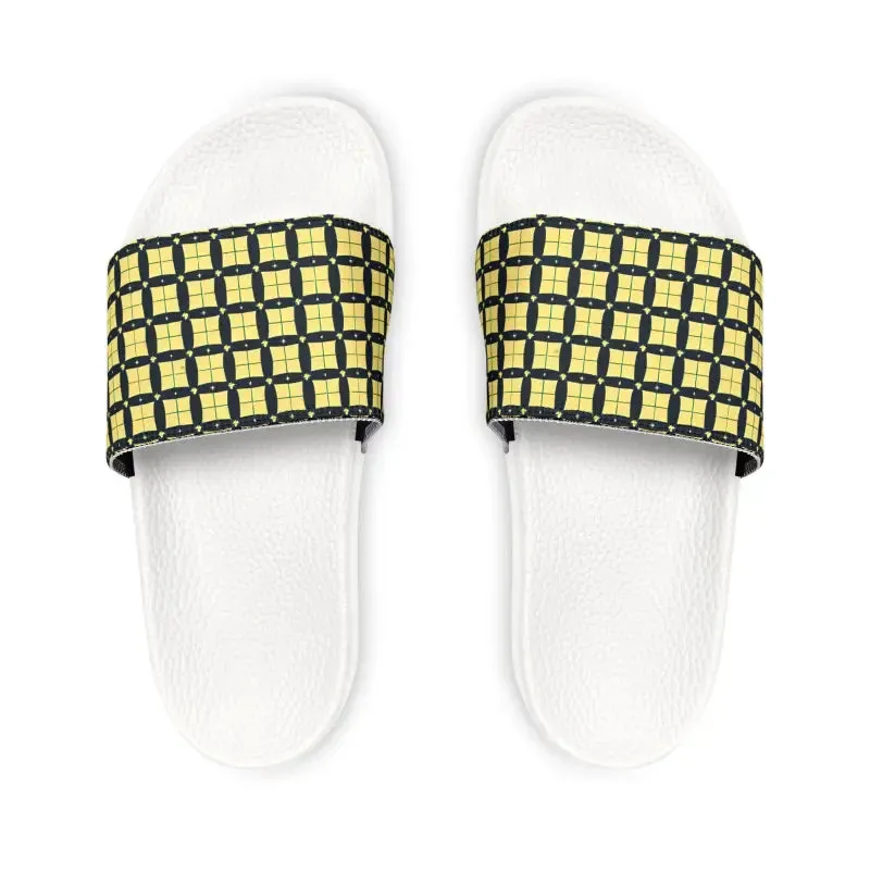 Checkered Pattern Men’s Pu Slide Sandals