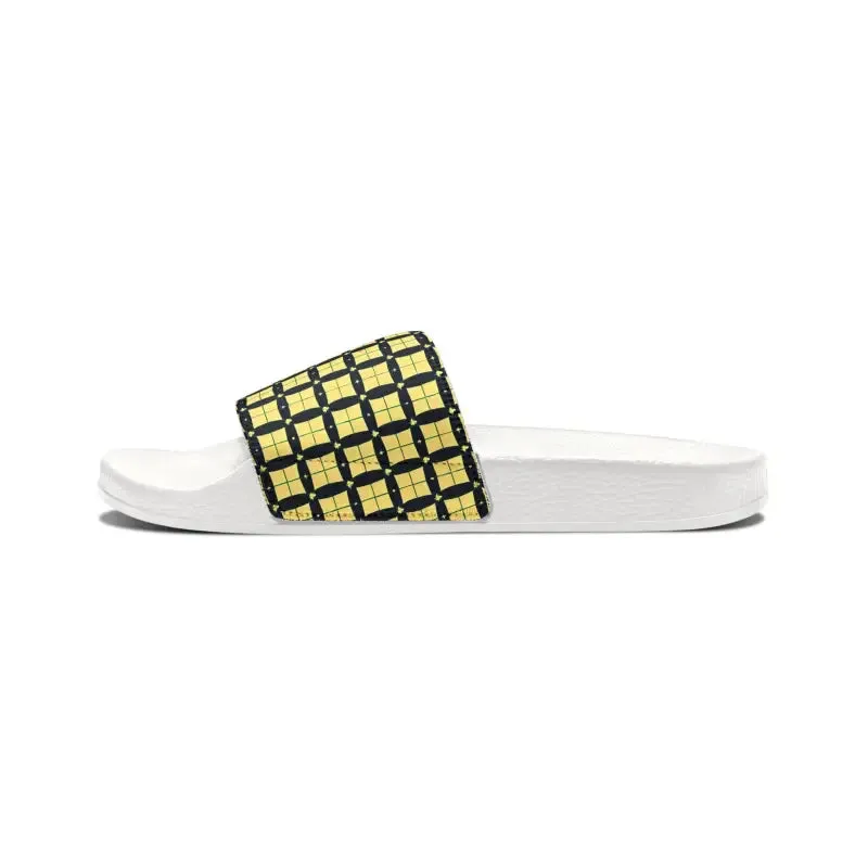 Checkered Pattern Men’s Pu Slide Sandals