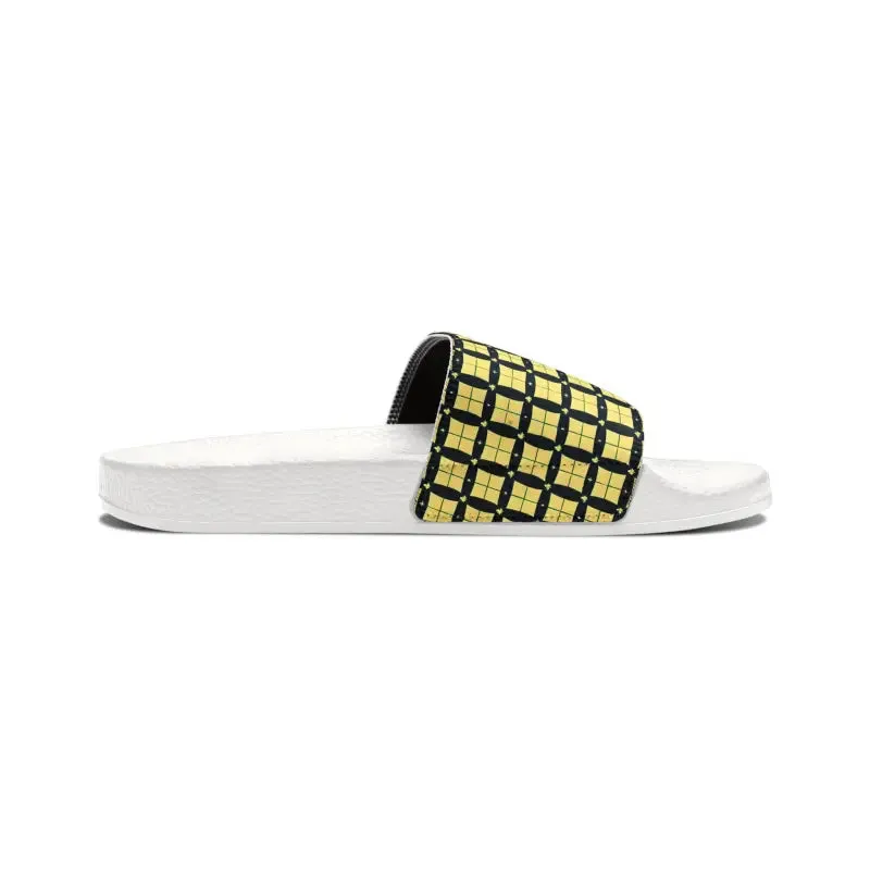 Checkered Pattern Men’s Pu Slide Sandals