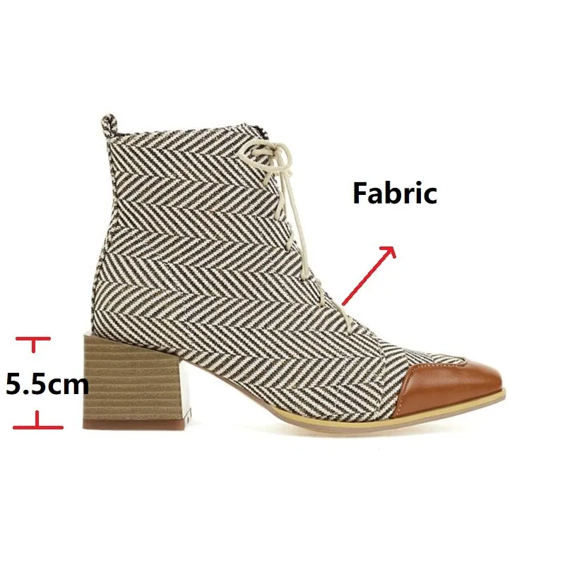 Chic Square Block Heels Booties Women Big Plus