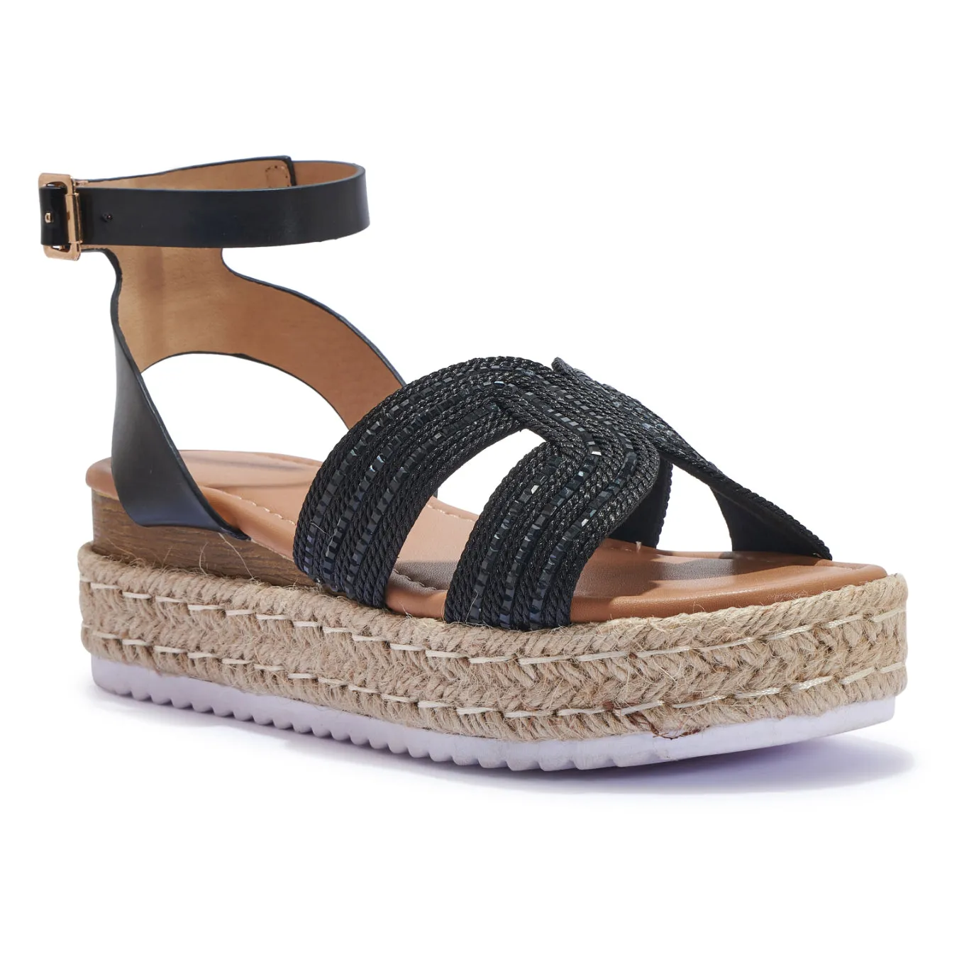 CHOPRA11 JUTE WEDGE INSERT EMBELLISHED DETAIL SANDAL