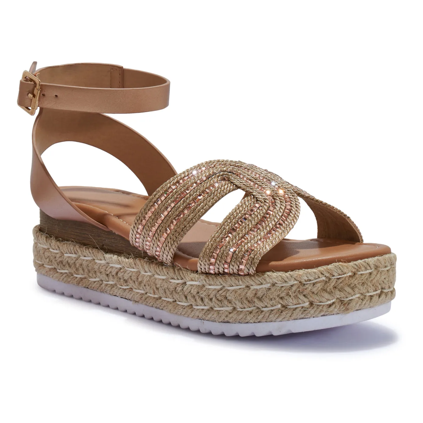 CHOPRA11 JUTE WEDGE INSERT EMBELLISHED DETAIL SANDAL