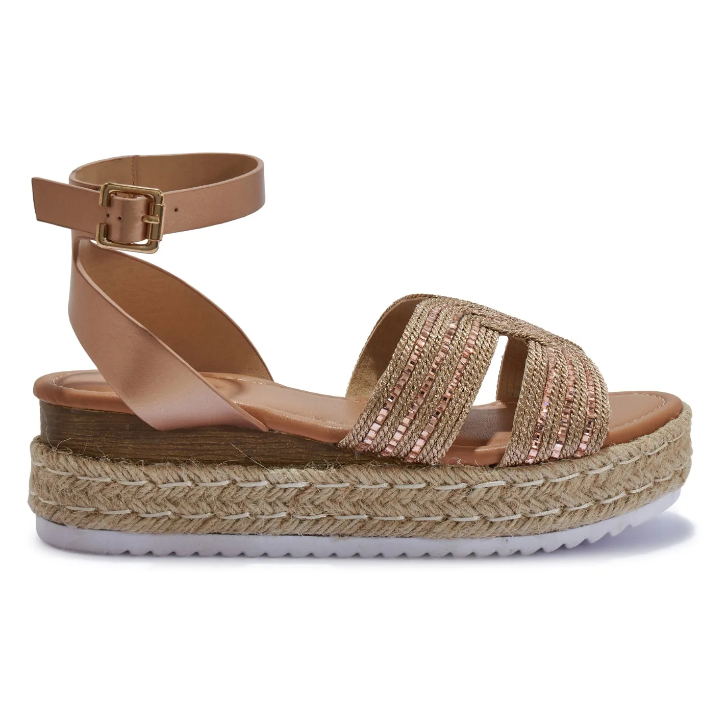 CHOPRA11 JUTE WEDGE INSERT EMBELLISHED DETAIL SANDAL