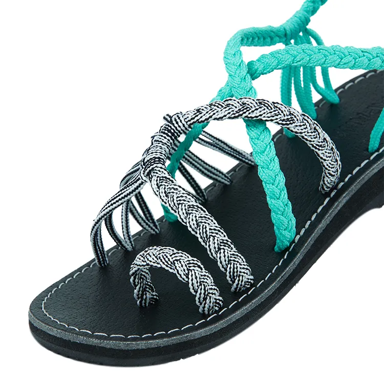 Commune - Turquoise Zebra Rope Sandals