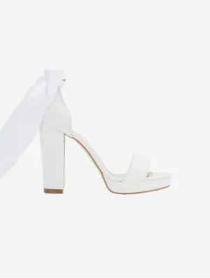 Daphne Ribbon Platform Wedding Sandals | Ivory