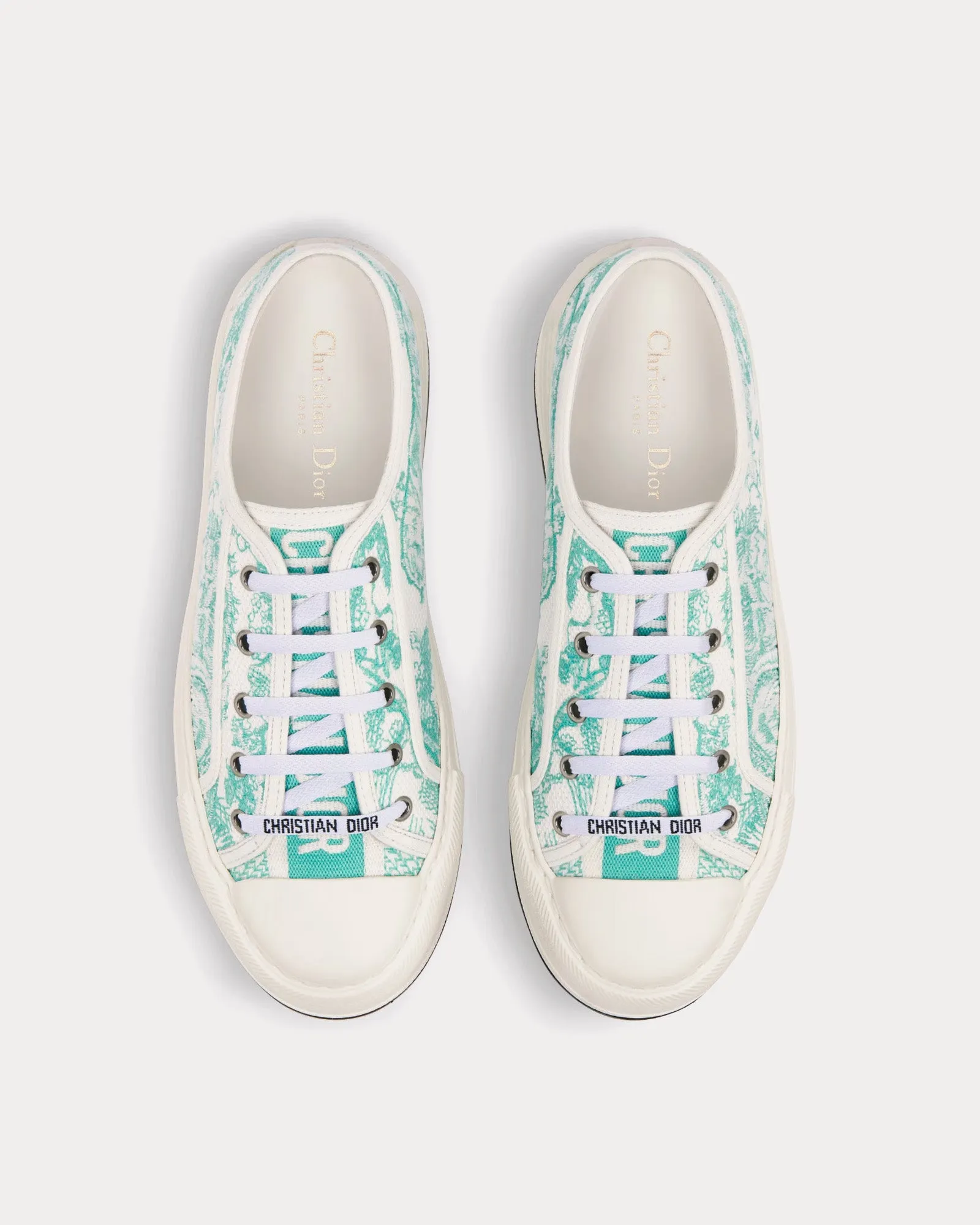 Dioriviera Walk'n'Dior Platform Cotton Embroidered with Aquamarina Toile de Jouy Sauvage Motif Low Top Sneakers