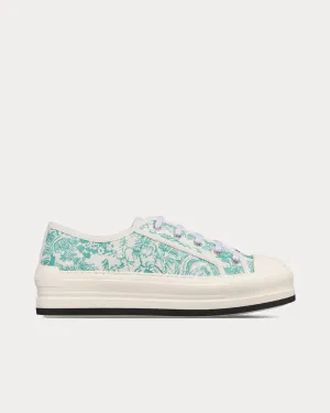 Dioriviera Walk'n'Dior Platform Cotton Embroidered with Aquamarina Toile de Jouy Sauvage Motif Low Top Sneakers