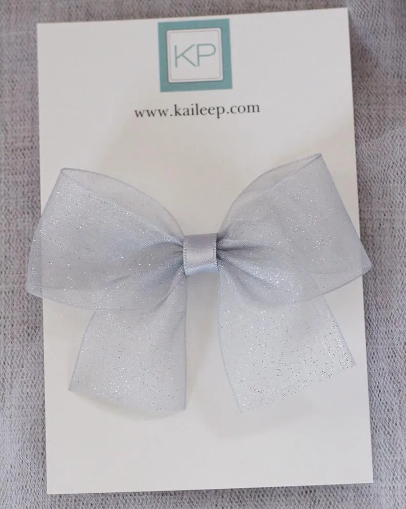 Fine Glitter Mary Jane with Chiffon Bow