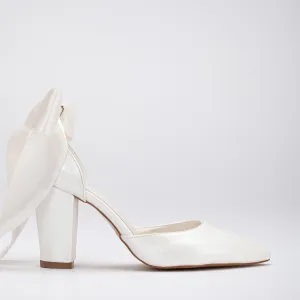 Gisele - Ivory Wedding Heels with Ribbon