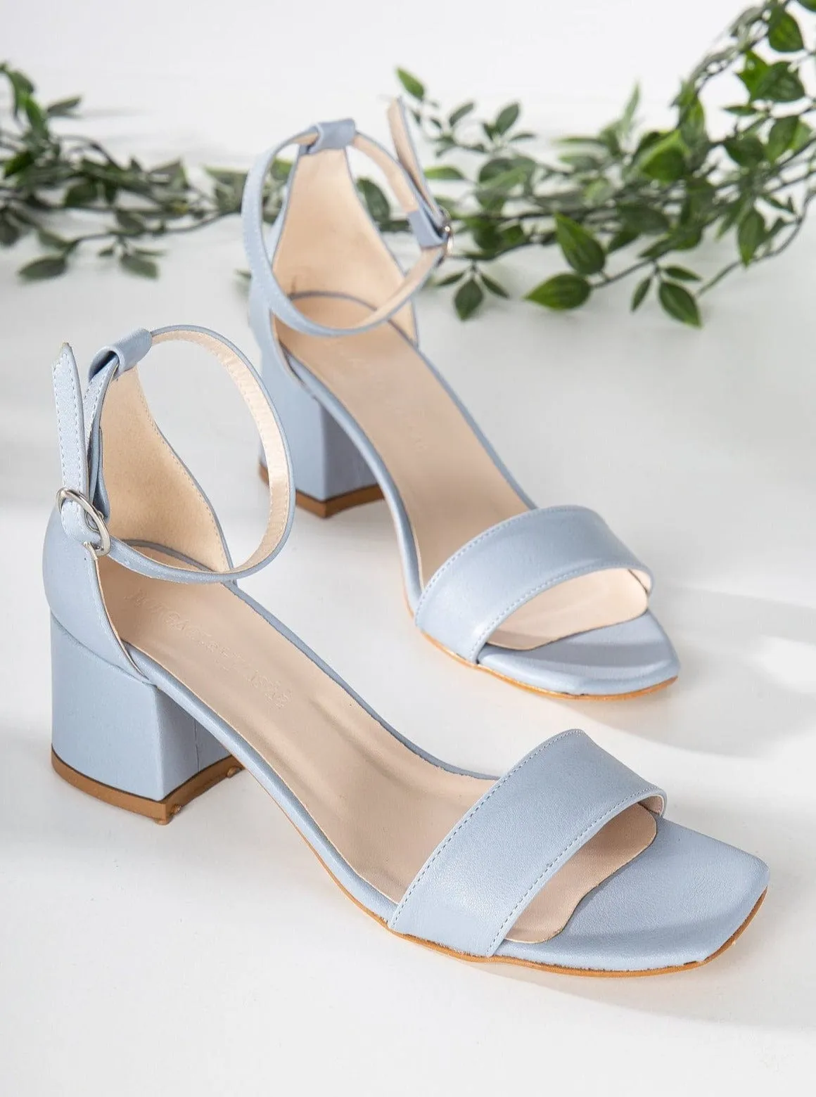 Illy Vegan Leather & Pearl Wedding Sandals | Baby Blue