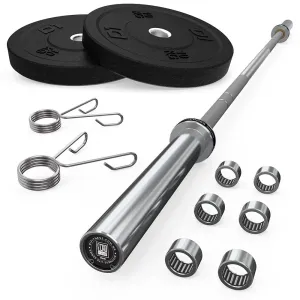 Kit Barra Olímpica Feminina   Anilha 10kg   Presilha