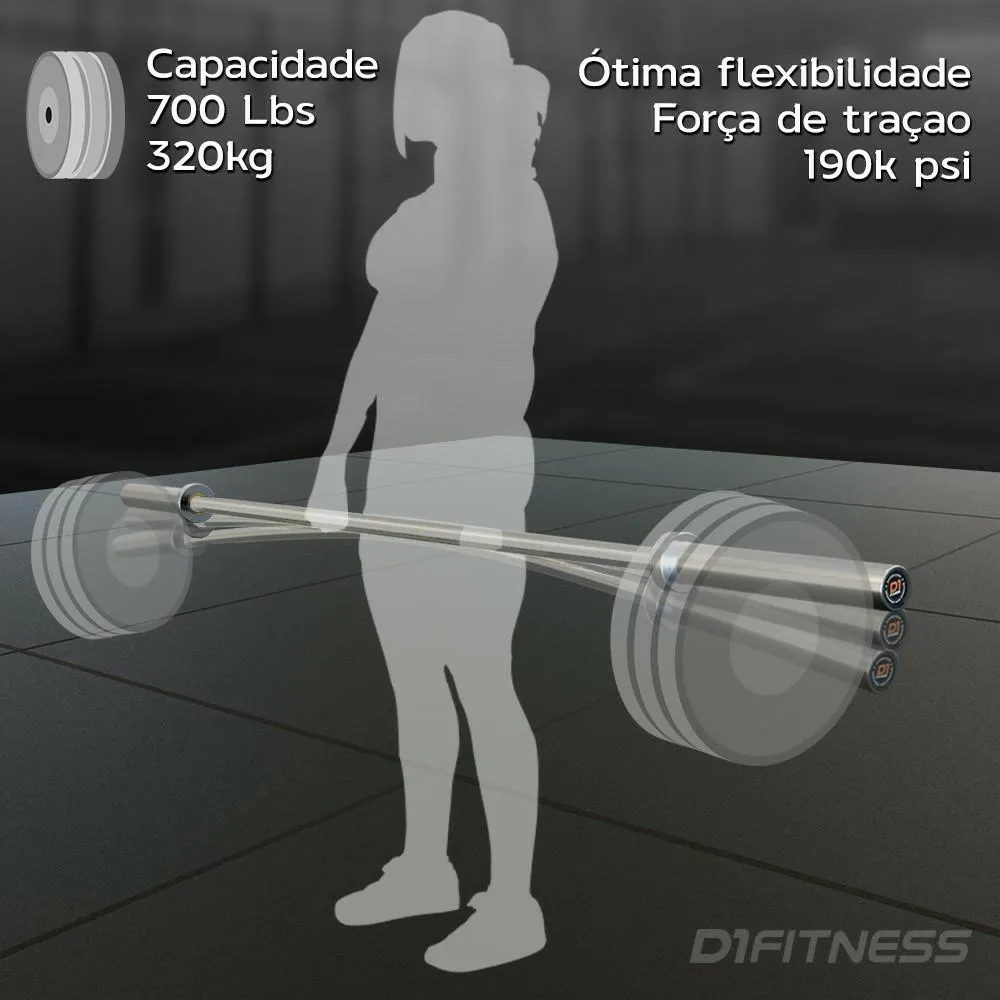 Kit Barra Olímpica Feminina   Anilha 10kg   Presilha