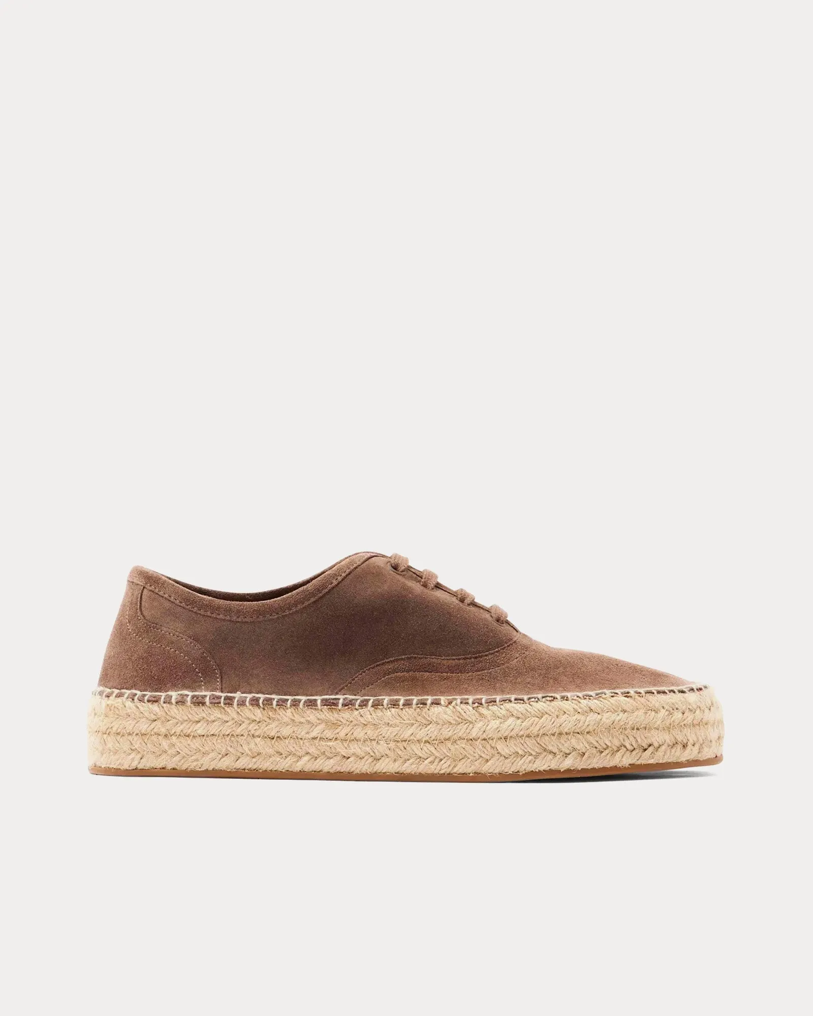 Lace-Front Platform Espadrilles Suede Taupe Low Top Sneakers