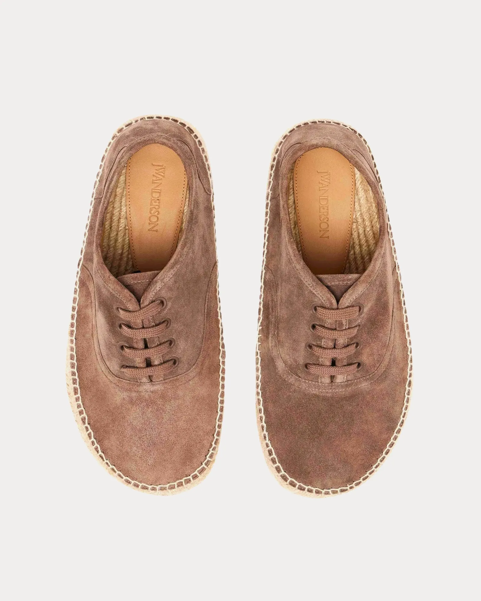 Lace-Front Platform Espadrilles Suede Taupe Low Top Sneakers