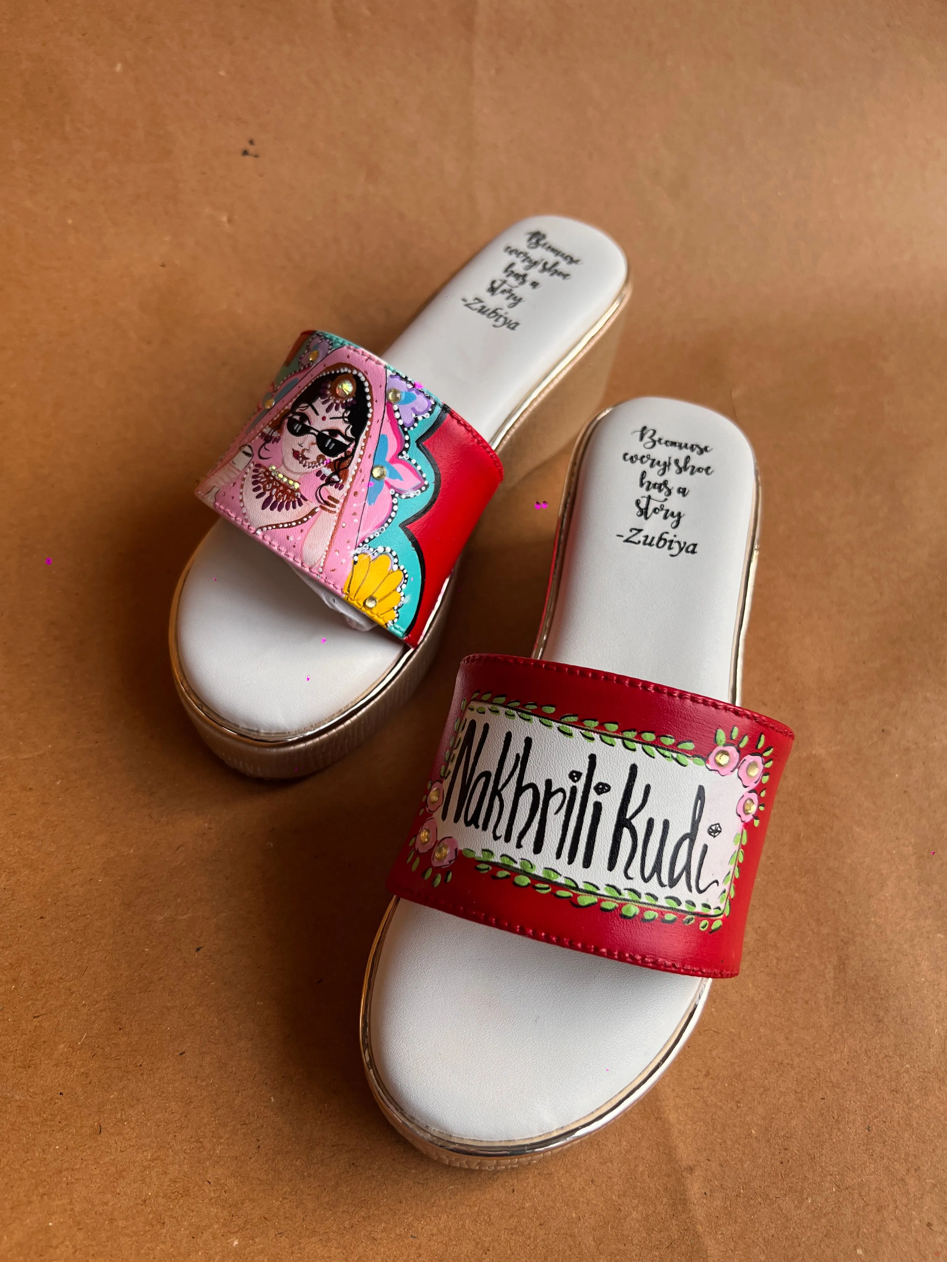 Maroon golden wedges swag dulhan heels