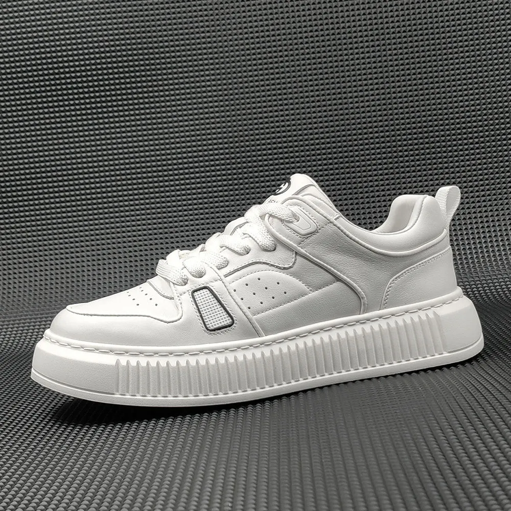 Men Color Matching Leather Skate Casual Sneakers