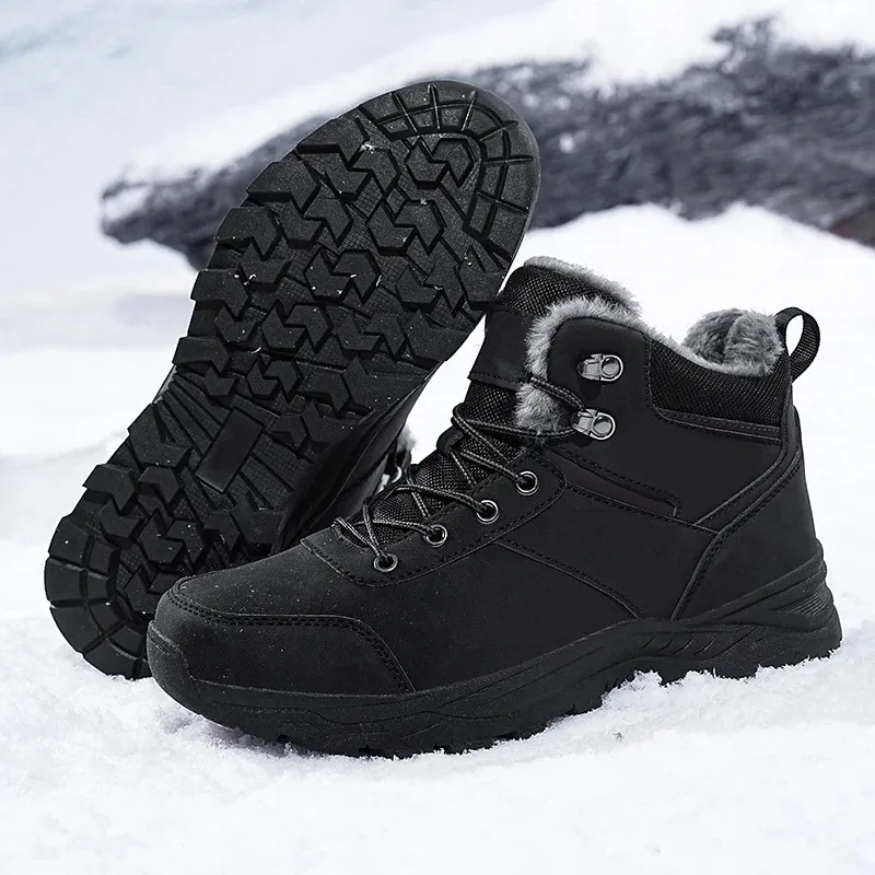 Men's Chunky Fleece Lace Up Winter Boots with Non Slip Sole | Ideal for Autumn/Winter