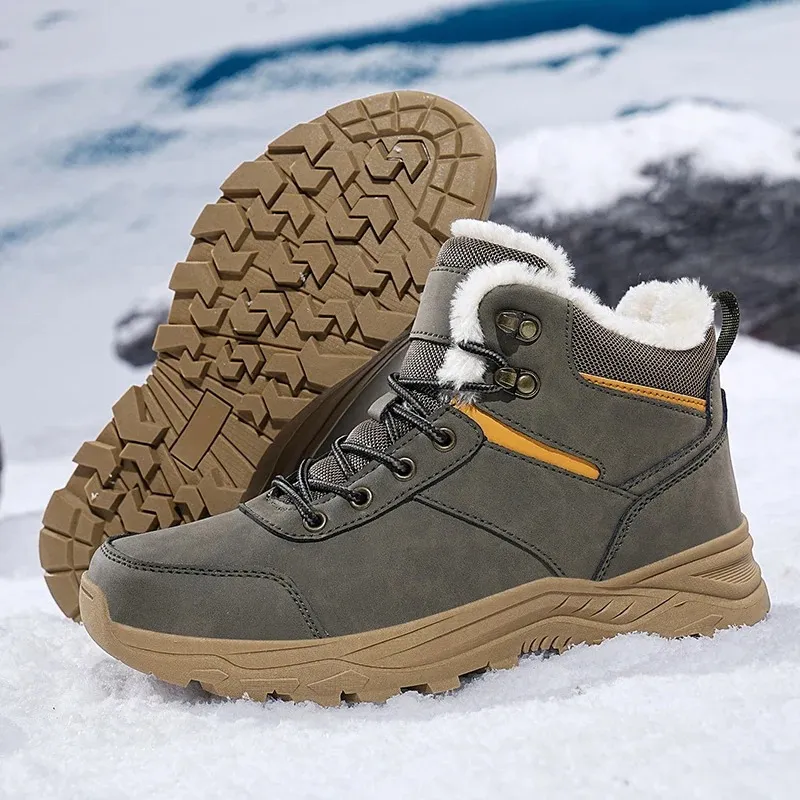 Men's Chunky Fleece Lace Up Winter Boots with Non Slip Sole | Ideal for Autumn/Winter