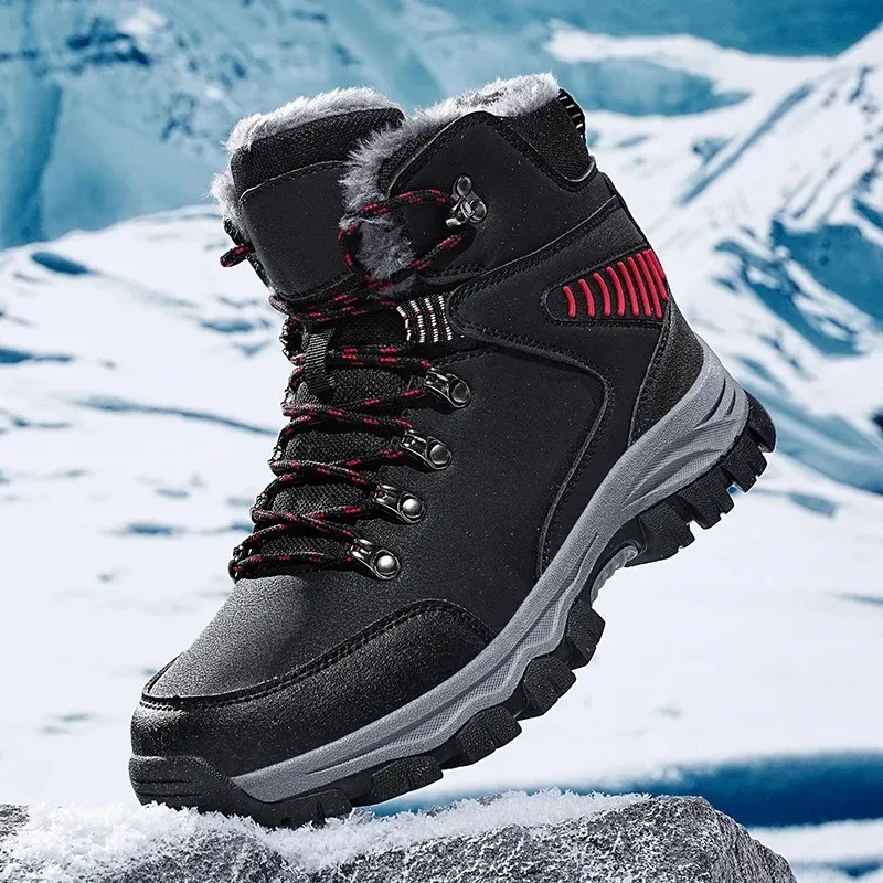 Men's Chunky Fleece Lace Up Winter Boots with Non Slip Sole | Ideal for Autumn/Winter