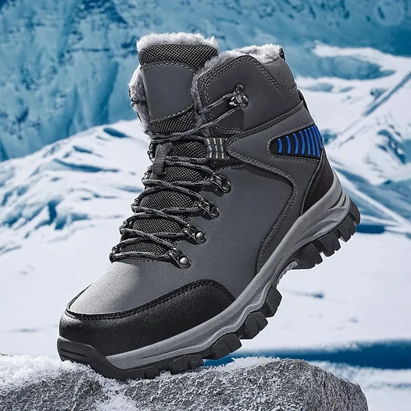 Men's Chunky Fleece Lace Up Winter Boots with Non Slip Sole | Ideal for Autumn/Winter