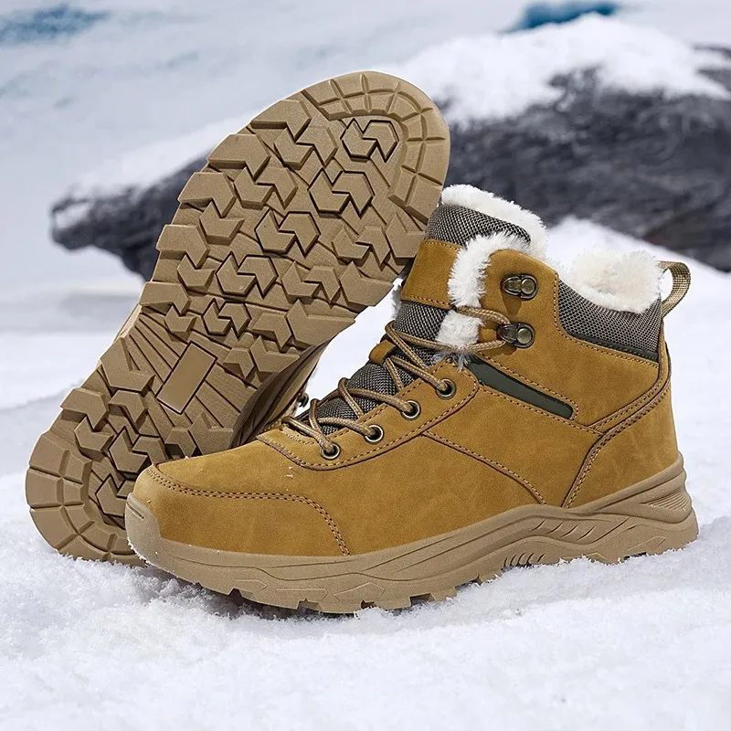 Men's Chunky Fleece Lace Up Winter Boots with Non Slip Sole | Ideal for Autumn/Winter