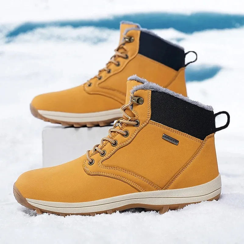 Men's Chunky Fleece Lace Up Winter Boots with Non Slip Sole | Ideal for Autumn/Winter