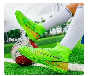 Men's Synthetic Leather High-Top Football Turf Sports Shoes (In Stock)