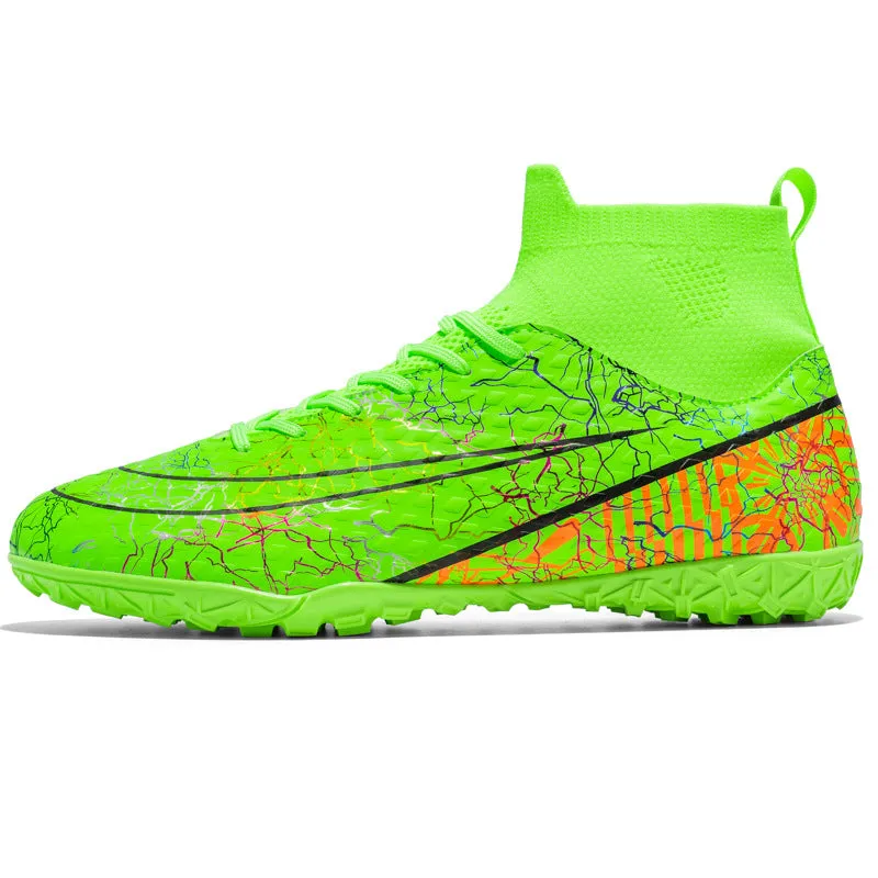 Men's Synthetic Leather High-Top Football Turf Sports Shoes (In Stock)