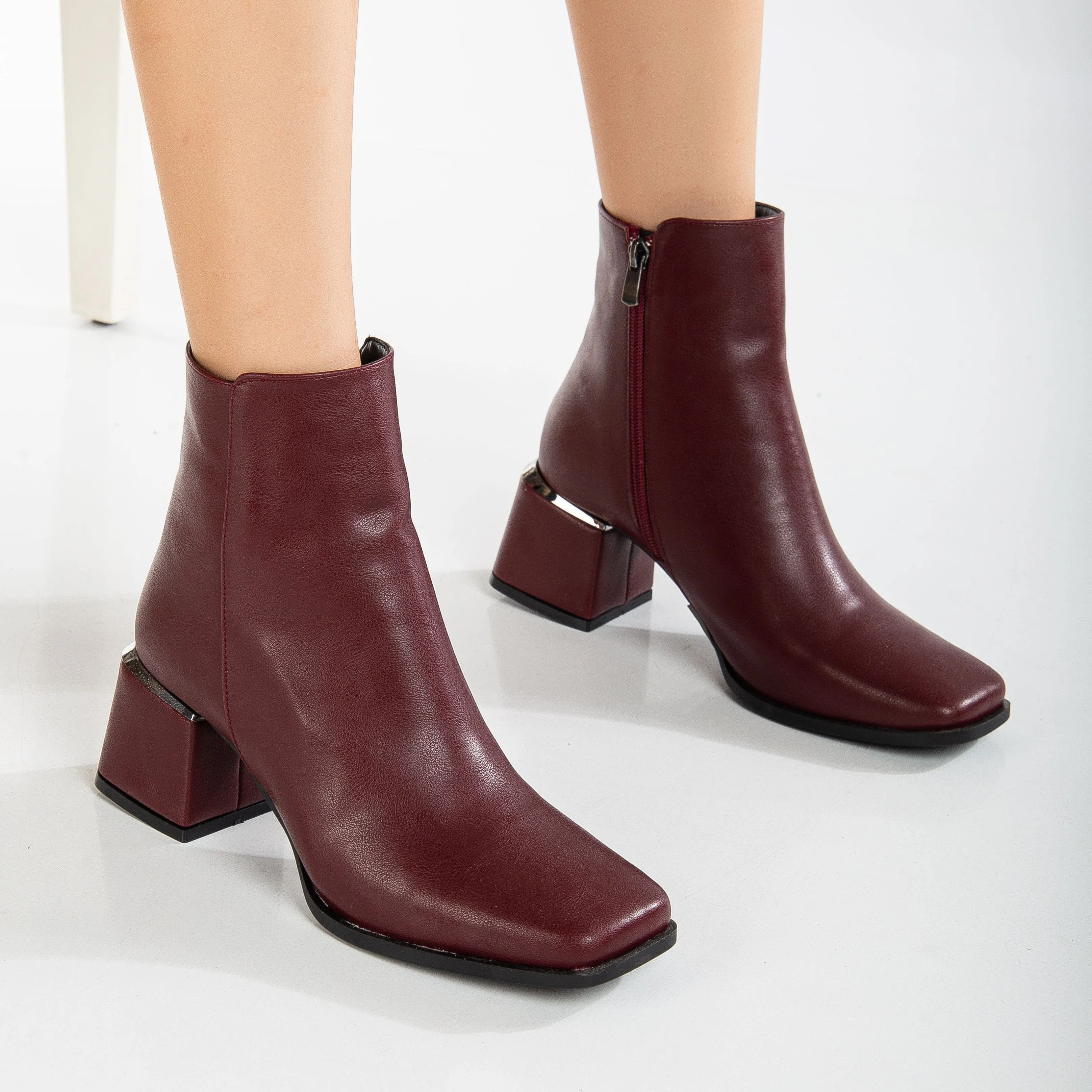 Odette Vegan Leather Ankle Boots | Burgundy Matt