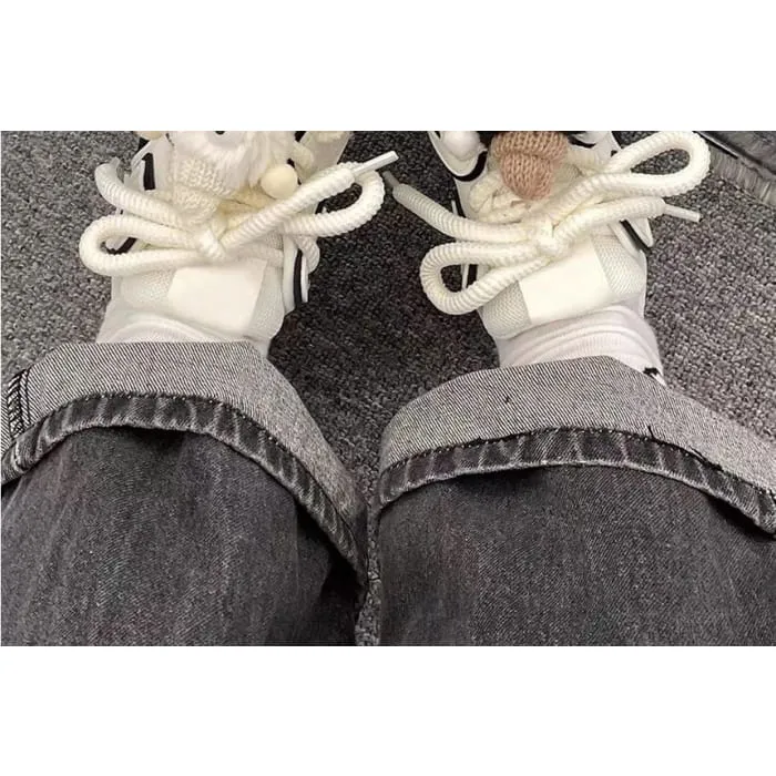 Platform Two Tone Heart Applique Faux Leather Lace-Up Sneakers