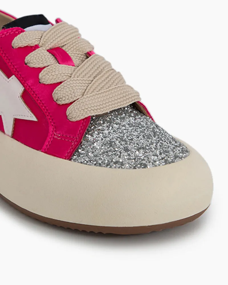 Satin Platform Sneakers With Foldable Heel Tab
