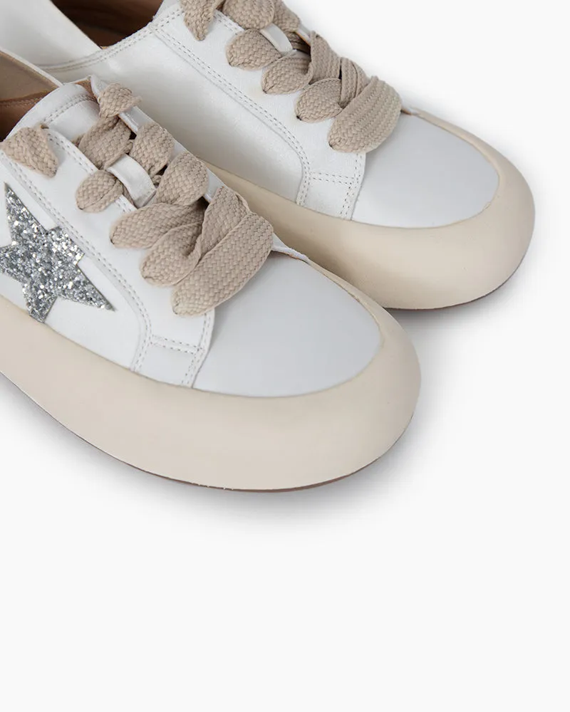Satin Platform Sneakers With Foldable Heel Tab