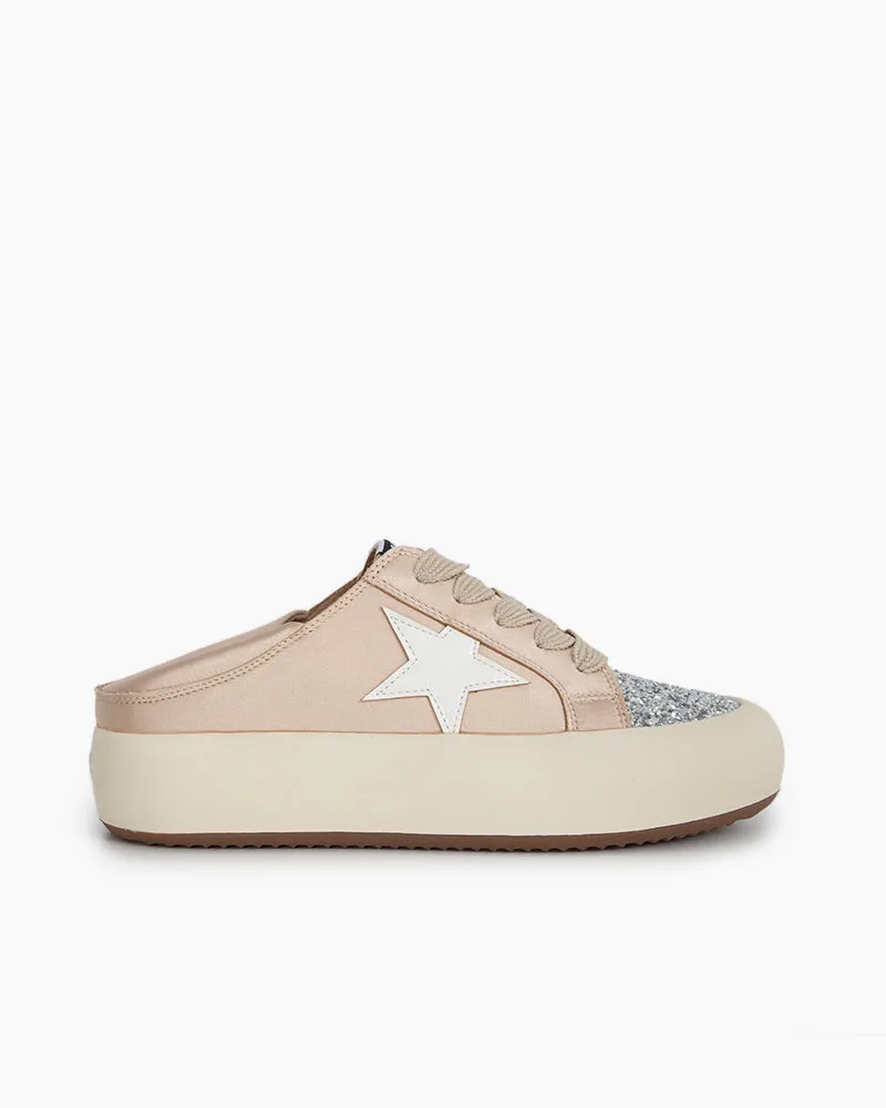 Satin Platform Sneakers With Foldable Heel Tab