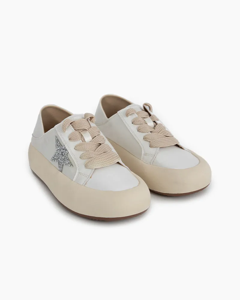 Satin Platform Sneakers With Foldable Heel Tab