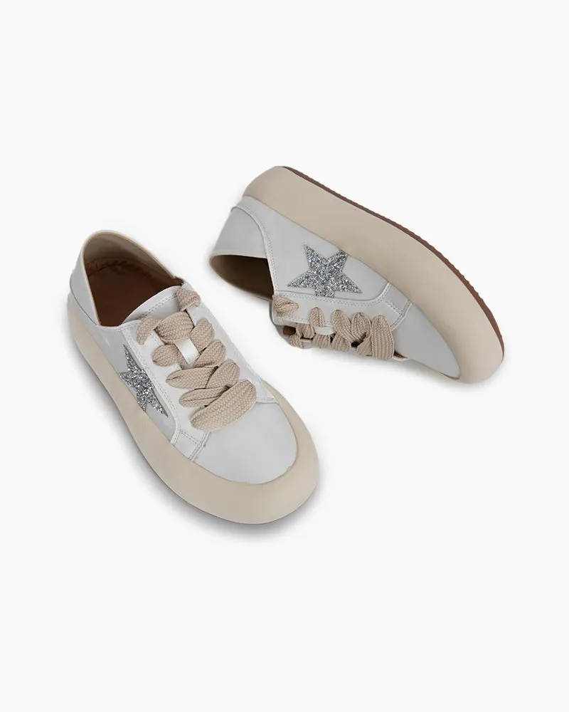 Satin Platform Sneakers With Foldable Heel Tab