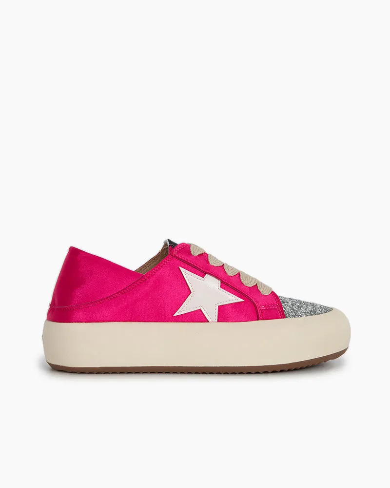 Satin Platform Sneakers With Foldable Heel Tab