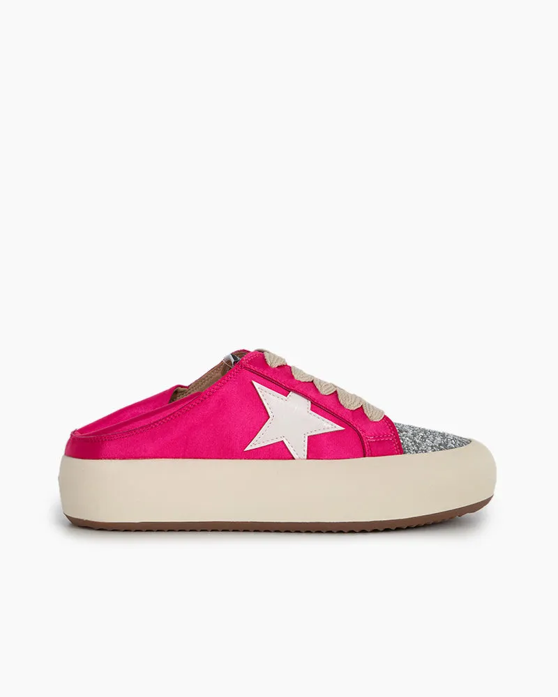 Satin Platform Sneakers With Foldable Heel Tab